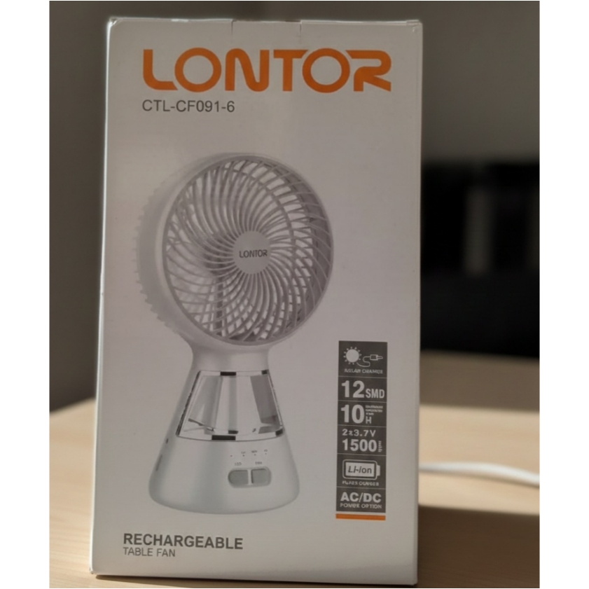LONTOR Rechargeable Table Fan (CTL-CF091-6) - Image 2