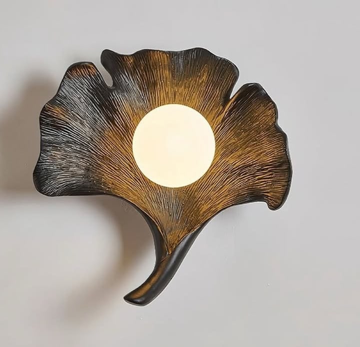 Wall Sconce, Leaf-Shaped Resin Light, Indoor Bedside Lamp Fixture, Vintage Industrial Vanity, Hardwired, for Reading Bedroom Living Room Dinning - Image 3
