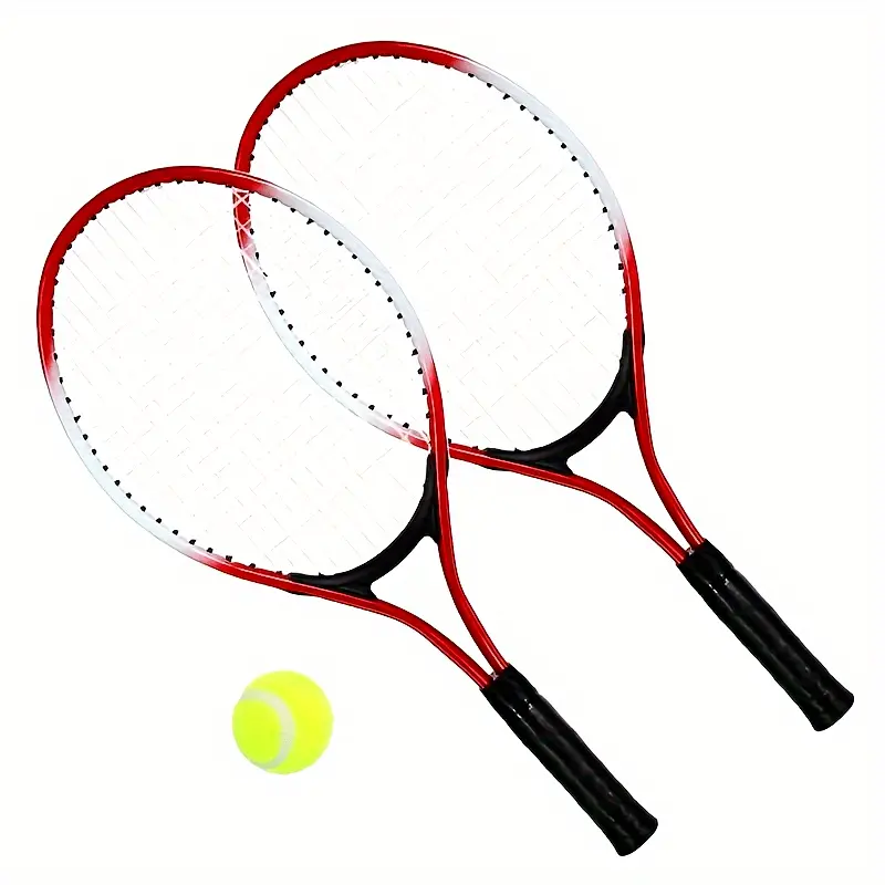 2pcs Unisex Youth Tennis Rackets, Iron Material, White/Red, with 1 Tennis Ball Set, for Beginners, Outdoor Practice and Training - Image 4
