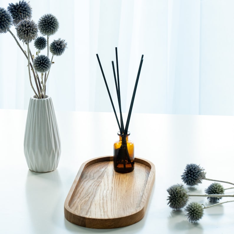 Oval Oak TrayNatural Wood Tray – Jewelry Coffee Organizer - Image 4