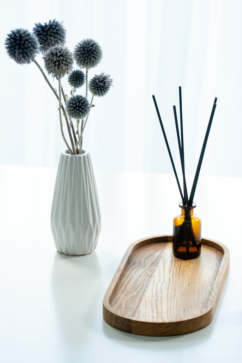 Oval Oak TrayNatural Wood Tray – Jewelry Coffee Organizer - Image 2