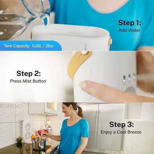 ELECRANGE Double Ended Spray (New 2025) Desk Cooler with Mist Spray (with Remote) Travel Cooler Fan, Water Misting Fan, USB Rechargeable Mini Desktop Cooler for Office Home, for Summer Gift - Image 5