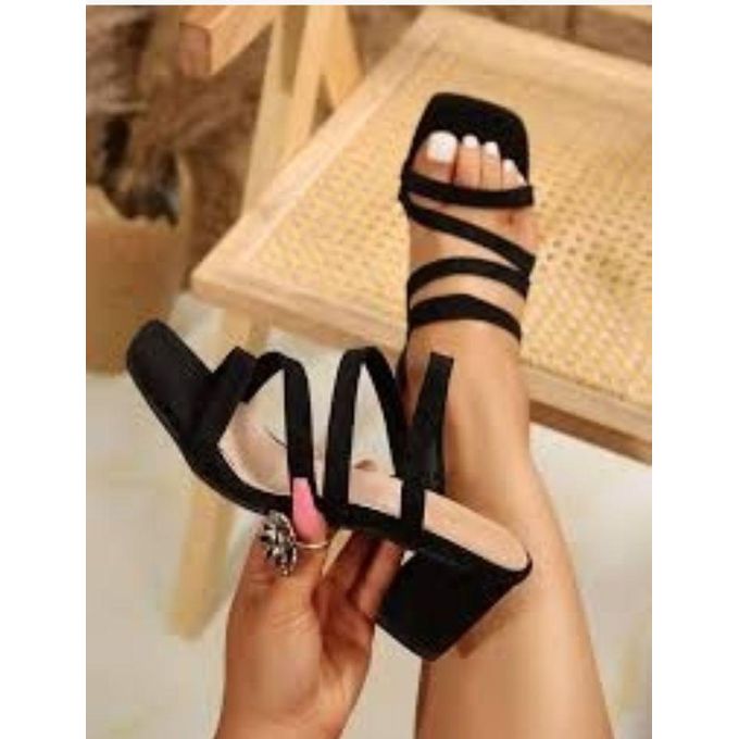 Elegant Chunky Mid-block Heels Sandals - Image 2