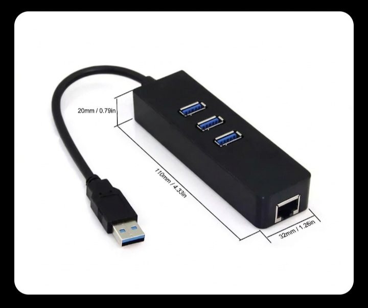 Usb3. 0 Hub 3port With Ethernet Converter Adapter - Image 2