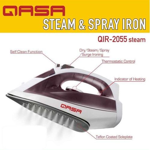 Qasa 1000W Portable Electric Steam and Spray Iron QIR-2055 steam - Image 2