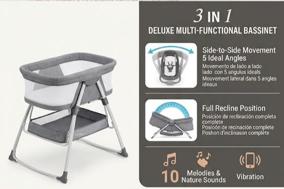 Fiibaby 3-in-1 Deluxe Multi-Functional Portable Travel Bassinet - Image 2