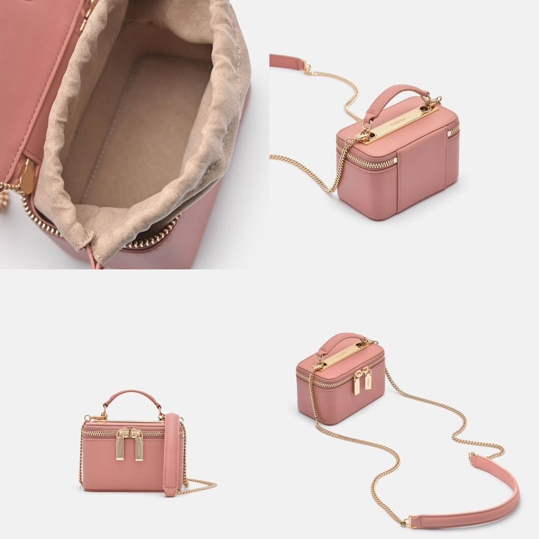 Mini Leather Crossbody Bag with Chain Strap - Image 5