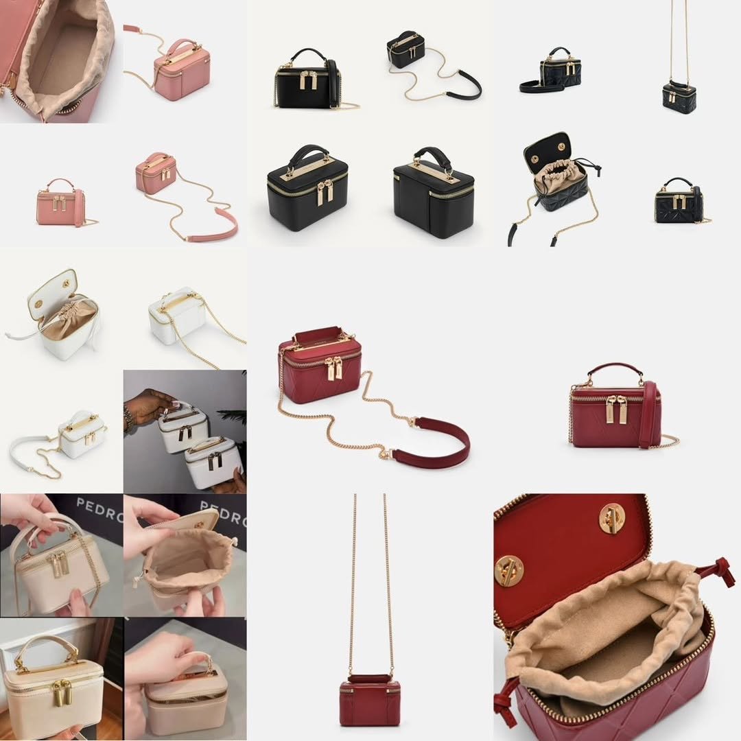 Mini Leather Crossbody Bag with Chain Strap - Image 3