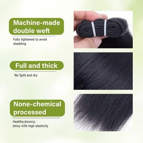 Black Pearl Straight X Real Hair Bundles 3PCS 8" 8" 10" - Image 3